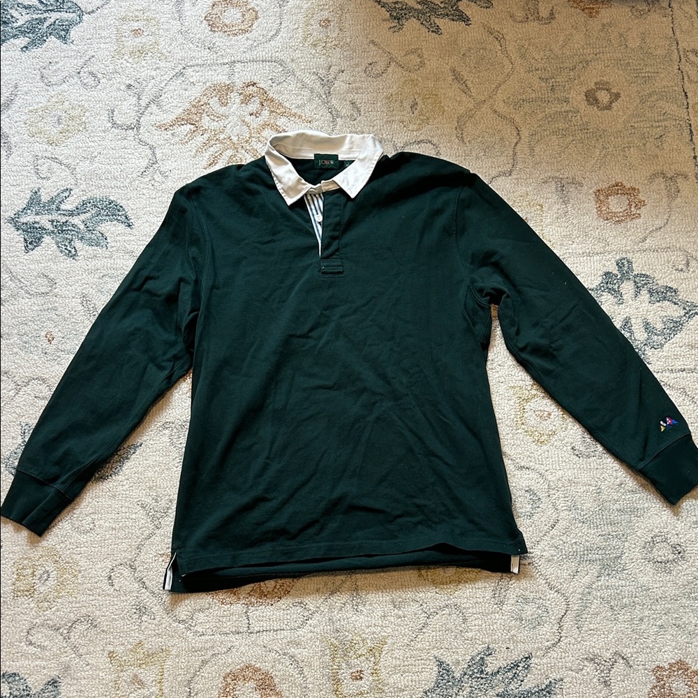 Men’s J Crew Dark Green Long Sleeve Rugby Shirt